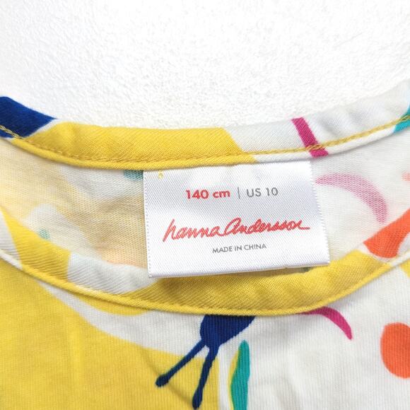 Hanna Andersson Dress Girls Size 10 Yellow Butterfly Twirly Tunic - Picture 5 of 7
